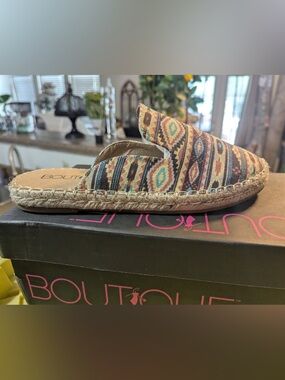 Boutique Espadrille Mule - Multicolor Tribal Print